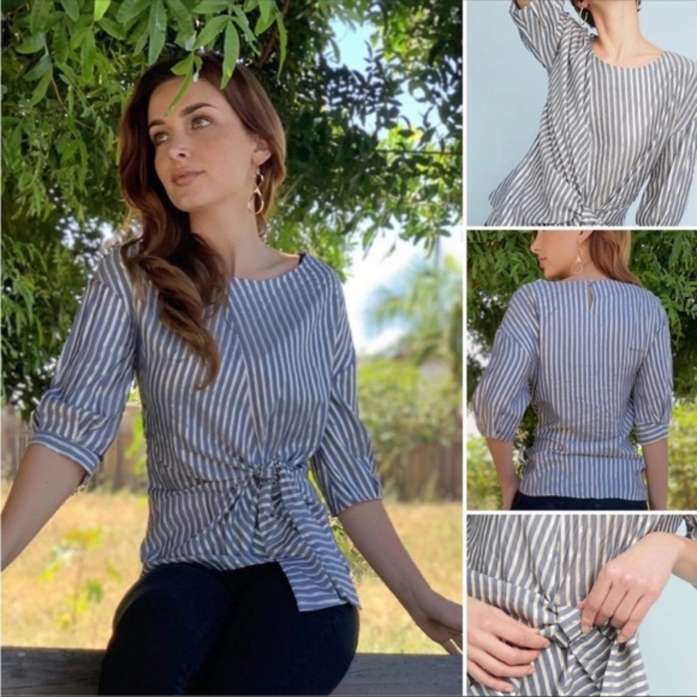 Anthropologie Eva Franco Marin Shimmer Striped Blouse sz 0